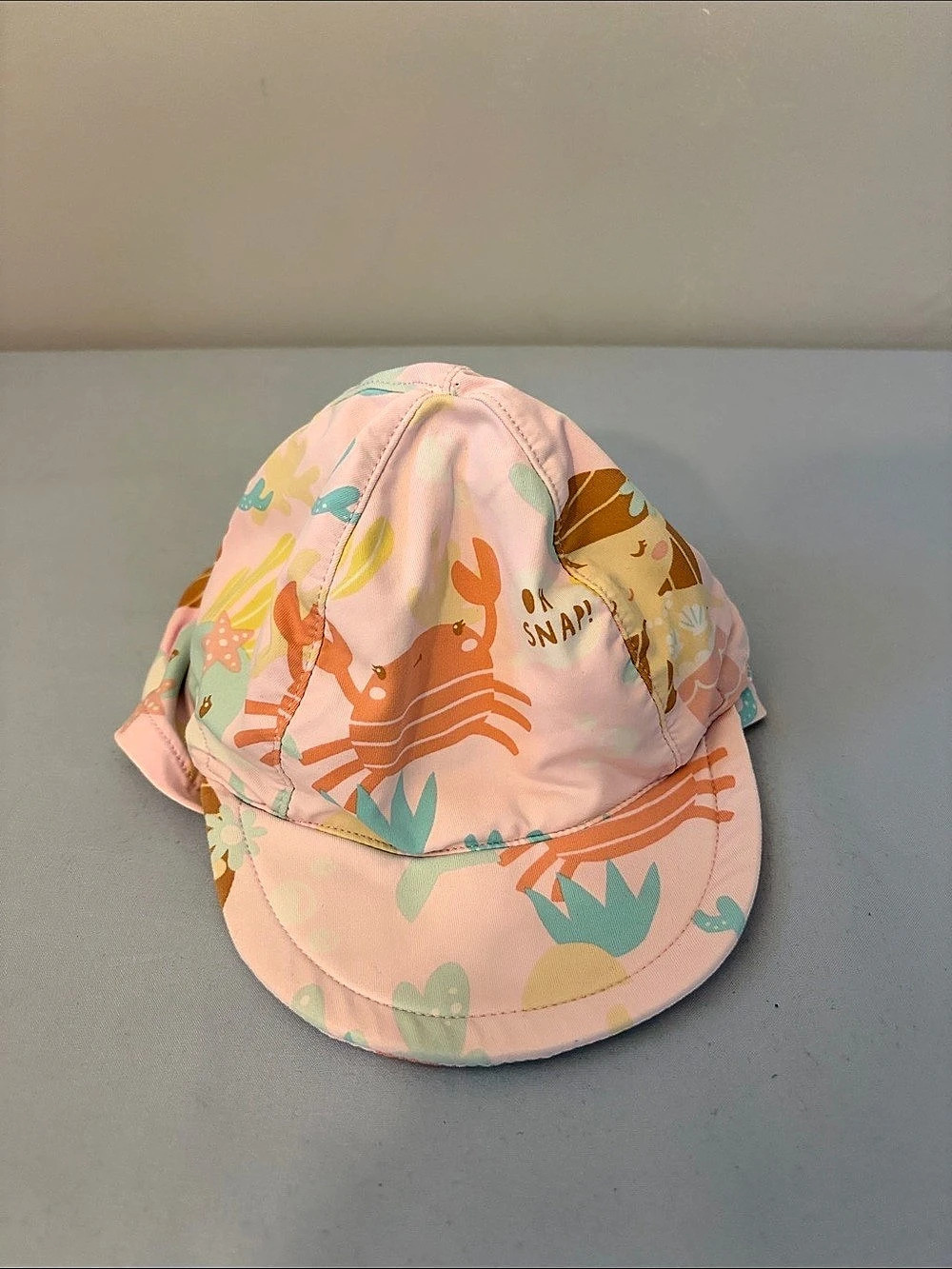 Earth Nymph Seaside Baby Legionnaire Sun Hat Pink & Orange